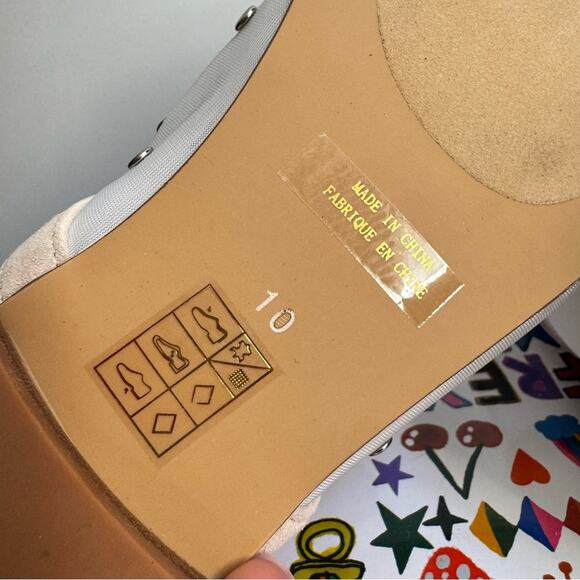 New Jeffrey Campbell Cream Beige Mesh Studd Flats Suede Piping Women's size 10 - Picture 7 of 8